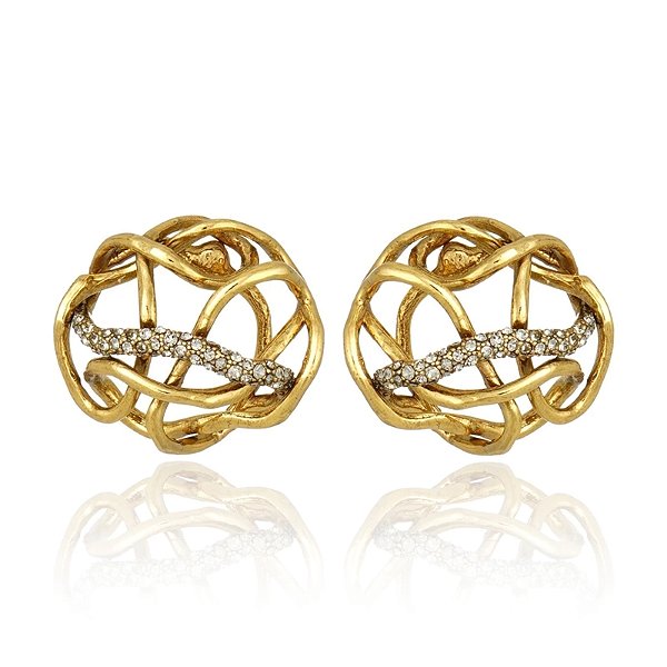 Brinco Claudia Arbex aramado cristais ouro vintage