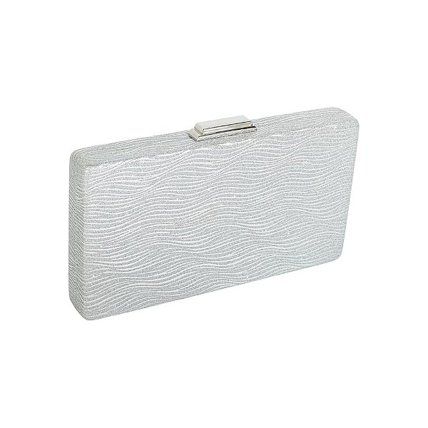 Clutch retangular tecido prata