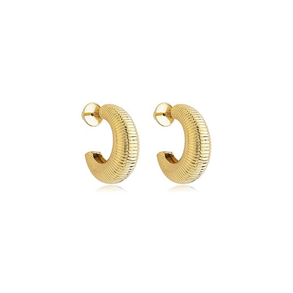 Brinco argola trabalhada ouro semijoia BA 5697