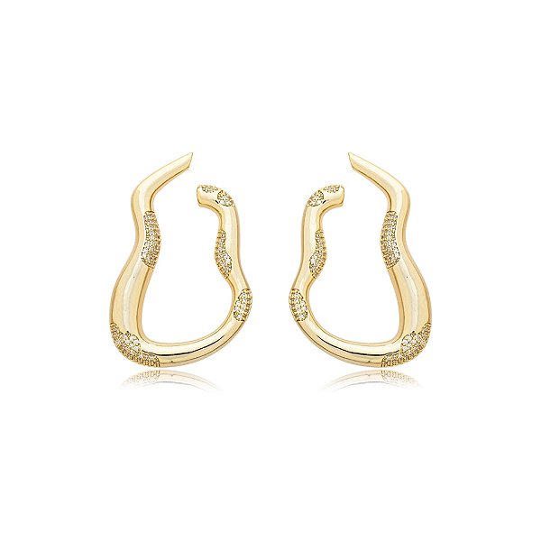 Brinco formas zircônia ouro semijoia BA 5672