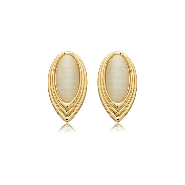 Brinco gota cristal olho de gato ouro semijoia BA 5654