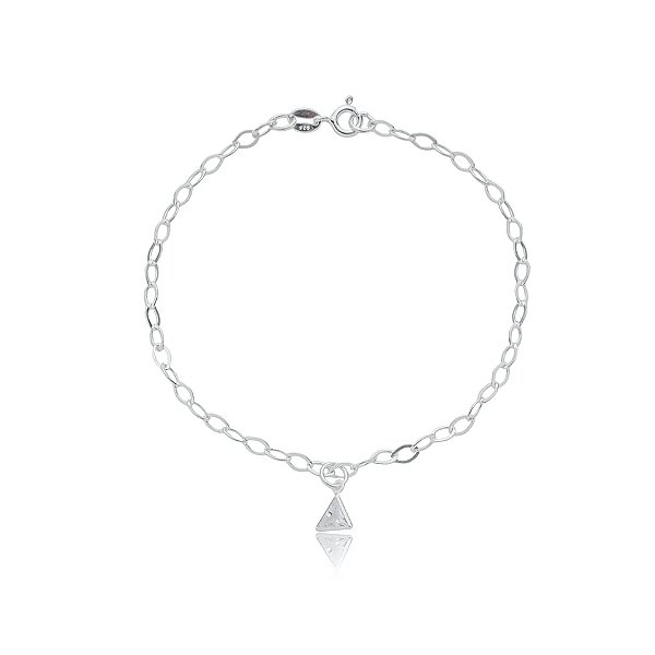 Pulseira corrente penduricalho zircônia prata 925