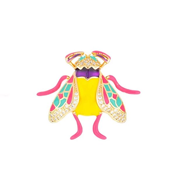 Broche Elaine Palma vespa lacquer colorido ouro semijoia