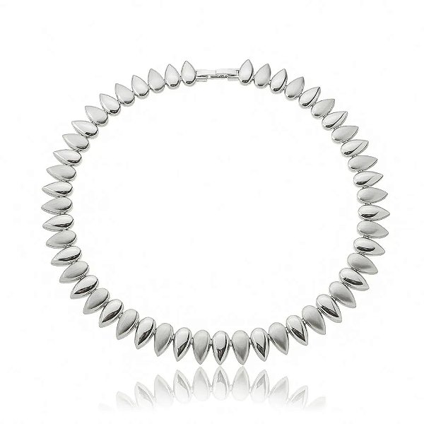 Colar choker gotas ródio fosco semijoia