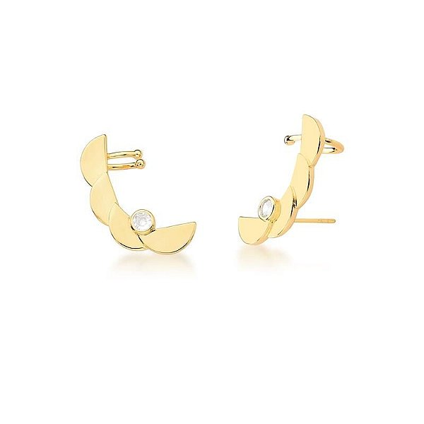 Brinco ear cuff cristal ouro semijoia