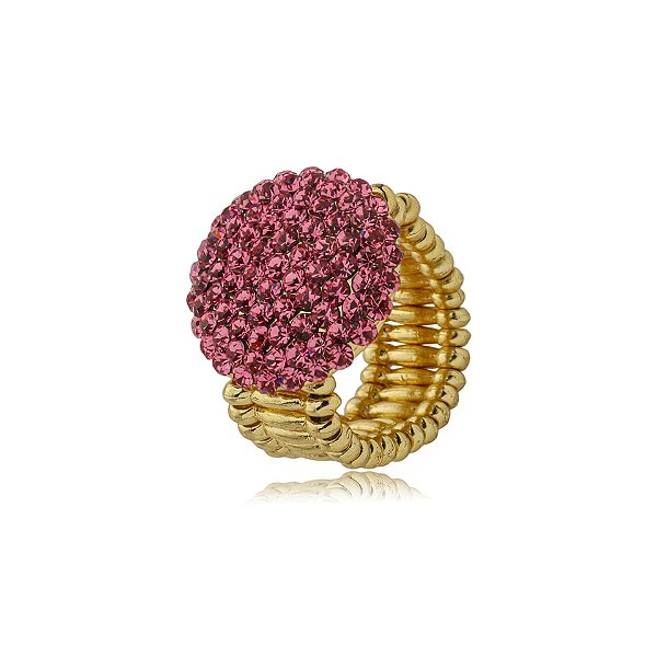 Anel ajustável Leticia Sarabia redondo cristal pink A37.1