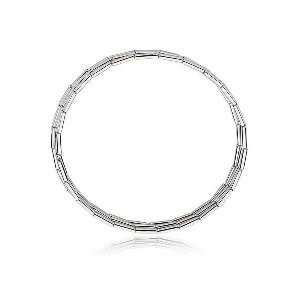 Pulseira mola canutilho ródio semijoia