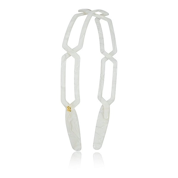 Tiara acrílico Bianca retangular vazada madrepérola 20 136