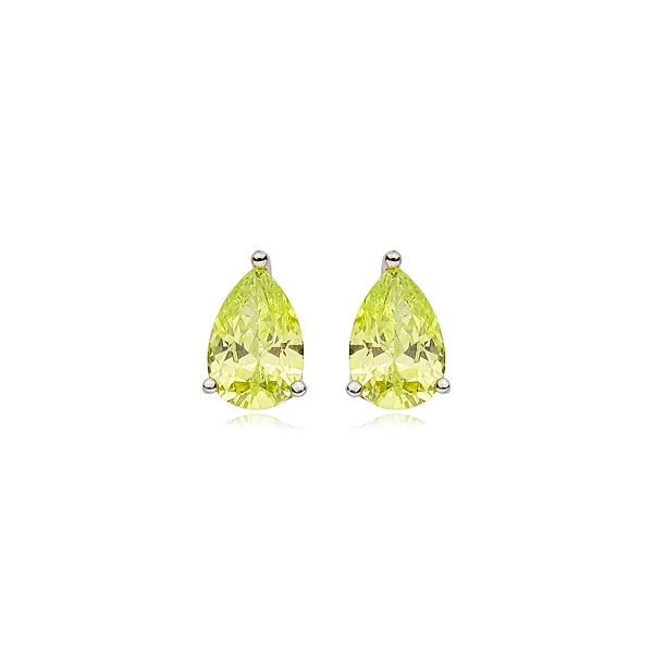 Brinco mini gota cristal amarelo prata 925
