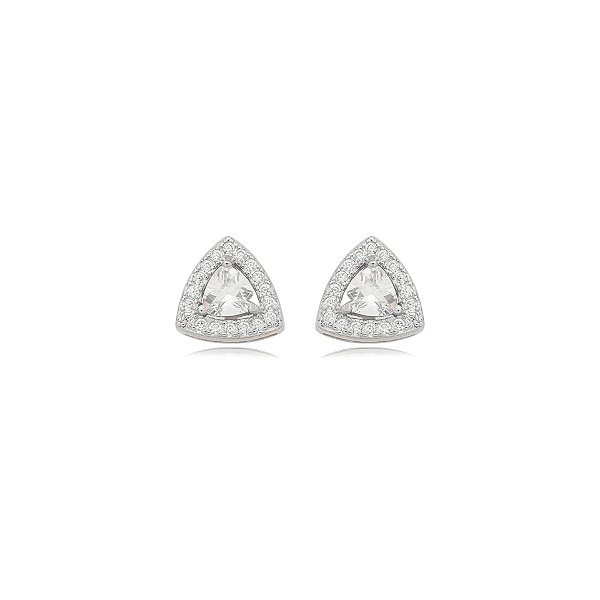 Brinco triangular zircônia prata 925