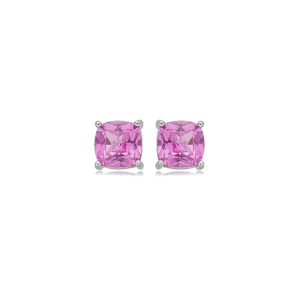 Brinco quadrado cristal pink prata 925