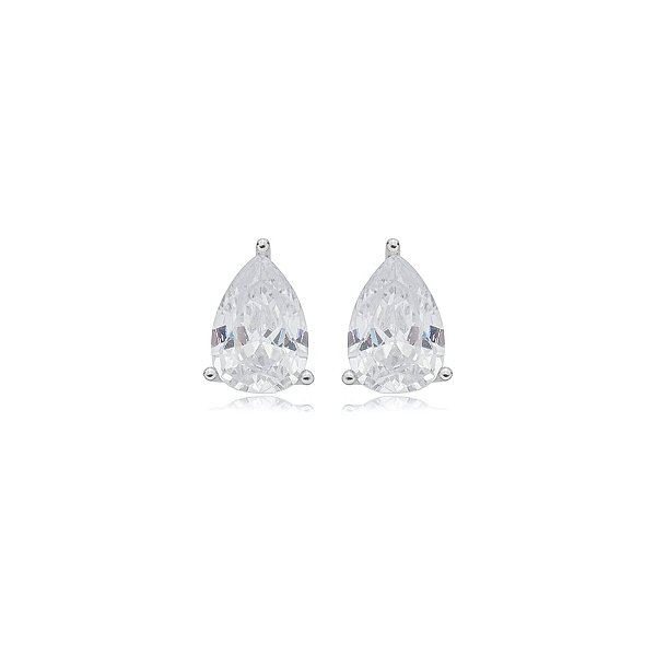 Brinco gota zircônia prata 925