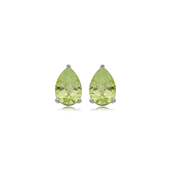 Brinco gota cristal amarelo prata 925