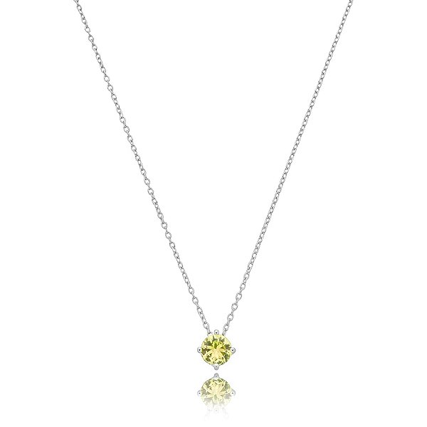 Colar redondo cristal amarelo claro prata 925