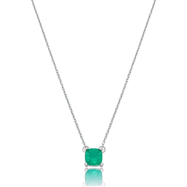 Colar quadrado cristal verde prata 925