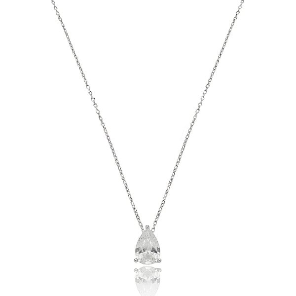 Colar gota zircônia prata 925