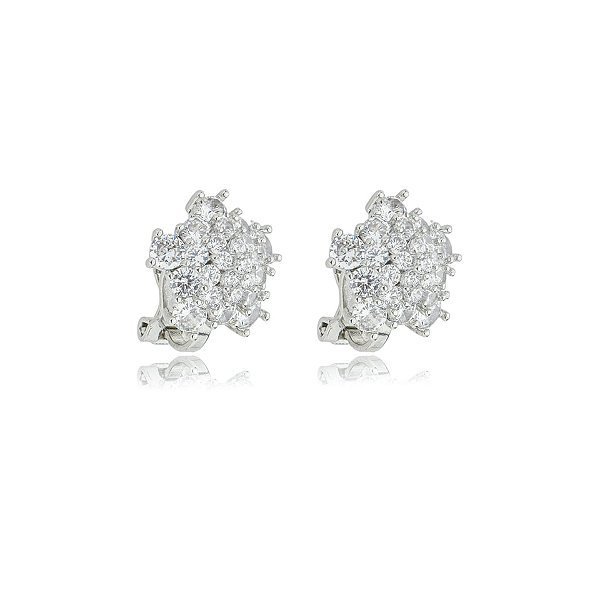 Brinco pressão flor zircônia ródio semijoia 5941405