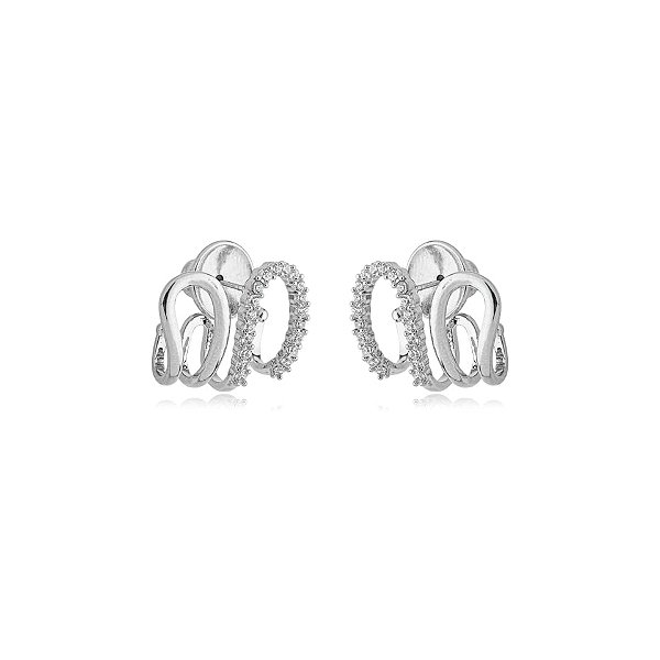 Brinco ear hook zircônias ródio semijoia