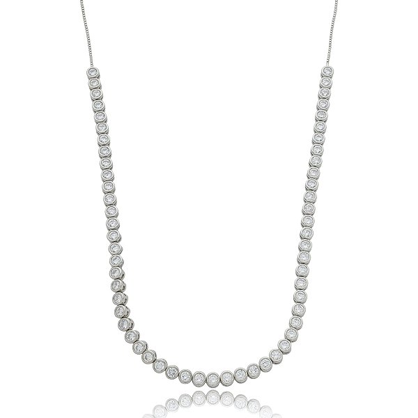 Colar gravatinha cristais ródio semijoia