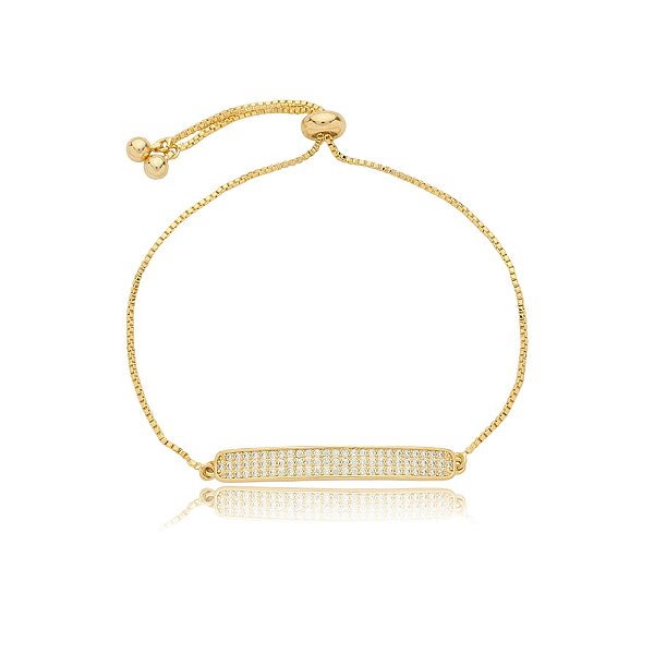 Pulseira gravatinha zircônias ouro semijoia