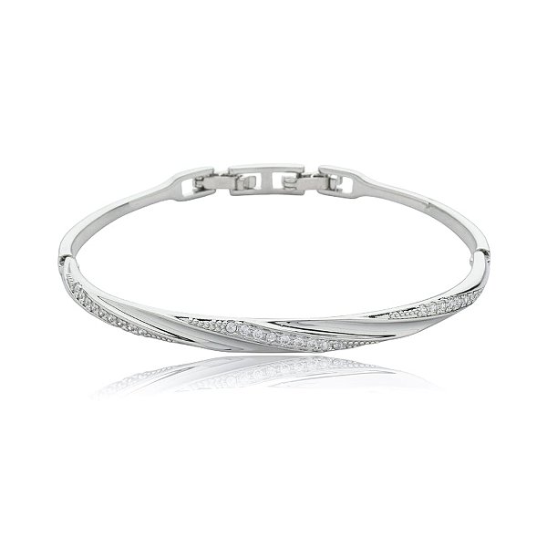 Bracelete zircônia ródio semijoia