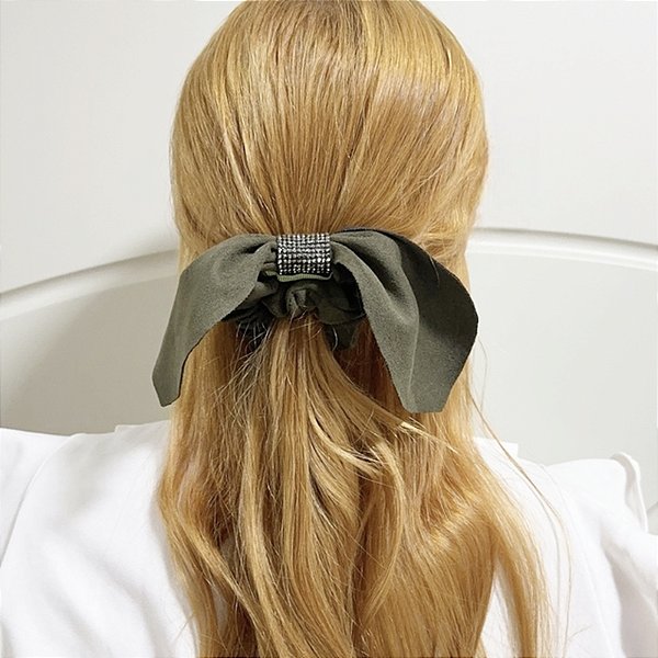 Scrunchie suede verde militar