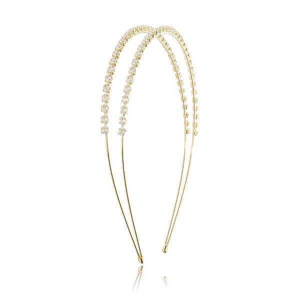 Tiara dupla zircônia metal dourado