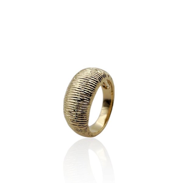 Anel metal texturizado ouro semijoia AN 658