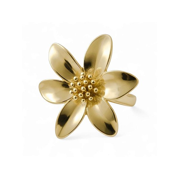 Anel flor ouro semijoia AN 713