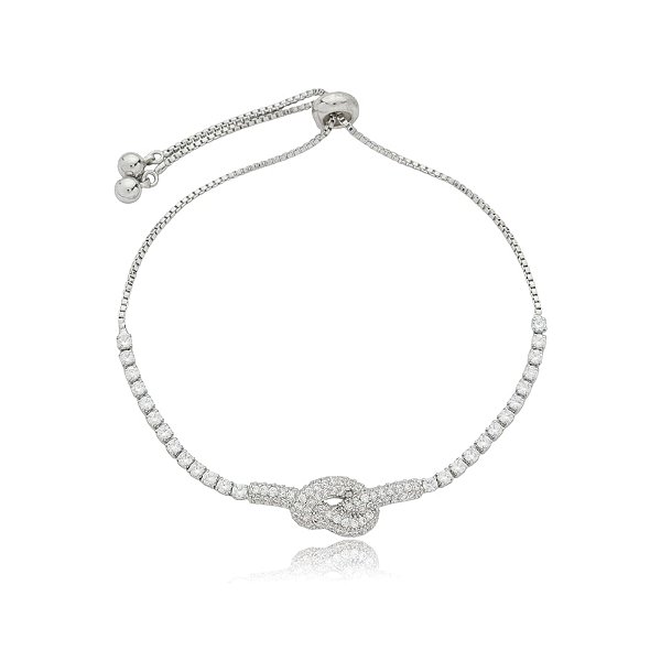 Pulseira gravatinha nó zircônia ródio semijoia PU 1097