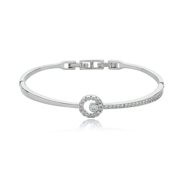 Bracelete zircônia ródio semijoia PU 1087