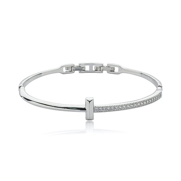 Bracelete zircônia ródio semijoia PU 1084