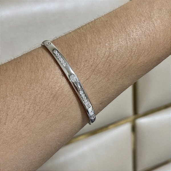 Bracelete zircônia ródio semijoia PU 1100