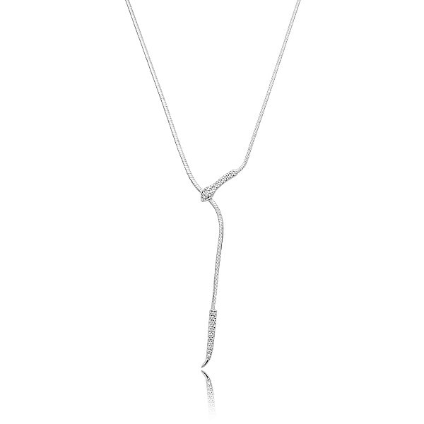 Colar corrente serpente zircônia ródio semijoia