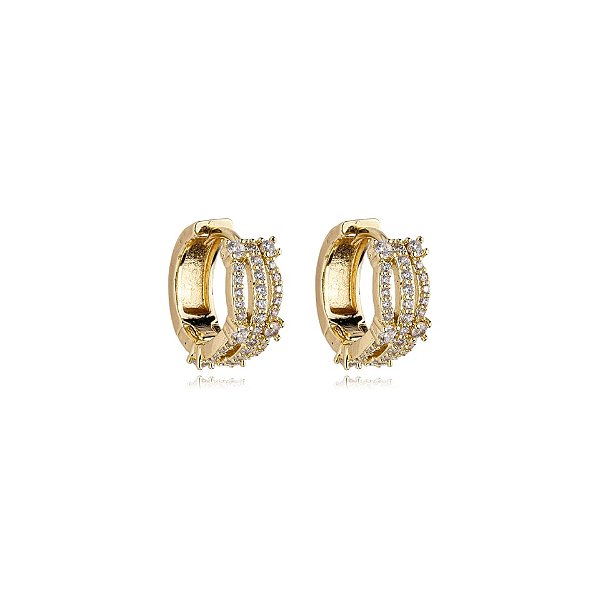 Brinco argolinha zircônia ouro semijoia 17534