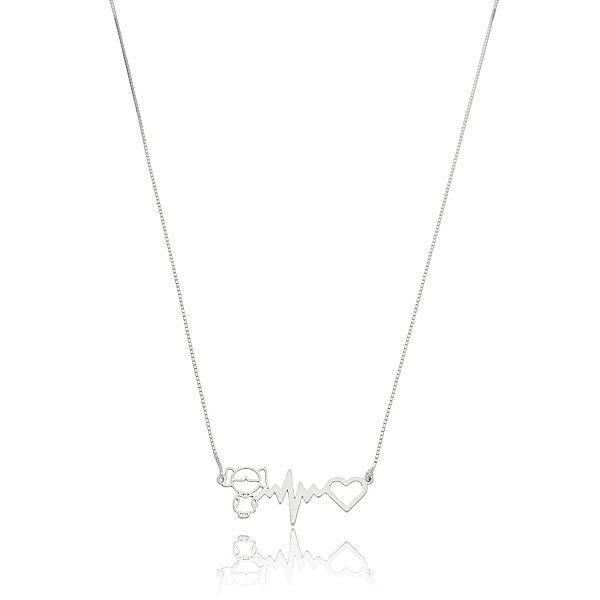 Colar menina batimento cardíaco prata 925