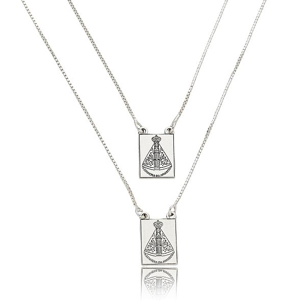 Colar escapulário Nossa Senhora Aparecida prata 925