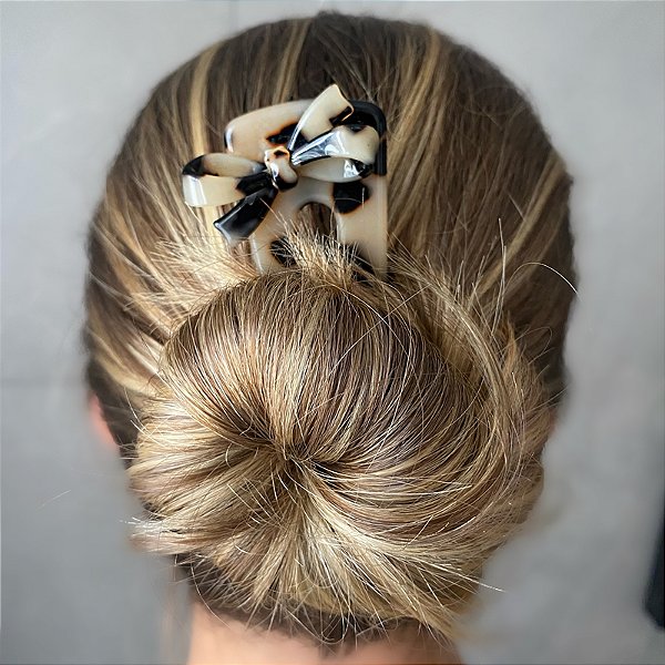 Pente coque laço acetato tartaruga claro