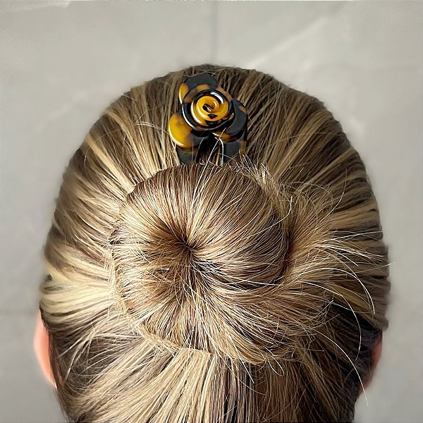 Pente coque flor acetato tartaruga