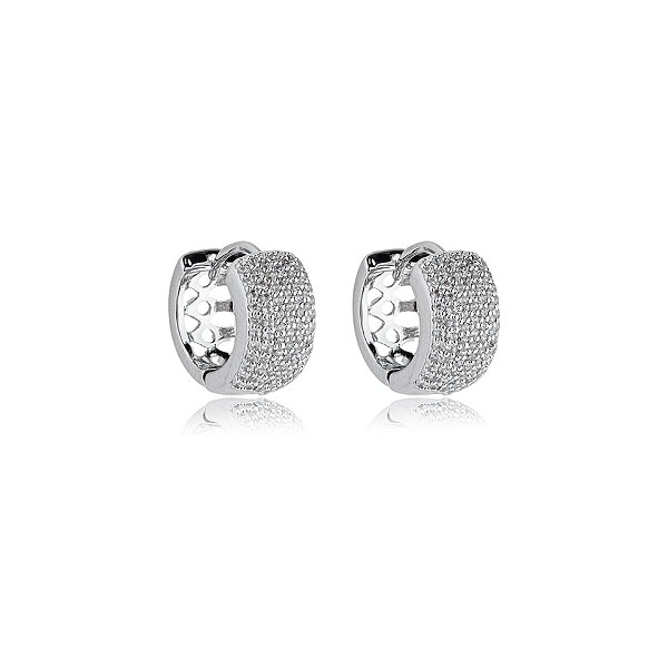 Brinco argolinha zircônia ródio semijoia 18k07019