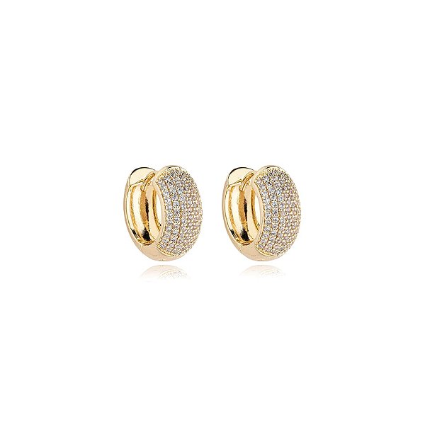 Brinco argolinha zircônia ouro semijoia 18k07015