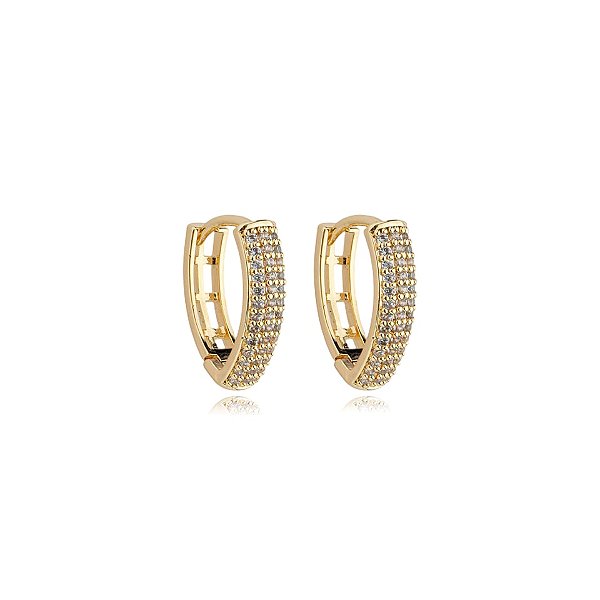 Brinco argolinha v zircônia ouro semijoia 19k07056