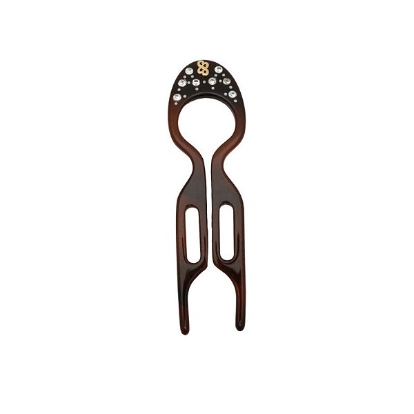 Pente hairpin Bianca m acrílico marrom strass 70 051
