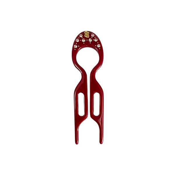 Pente hairpin Bianca m acrílico vermelho strass 70 051