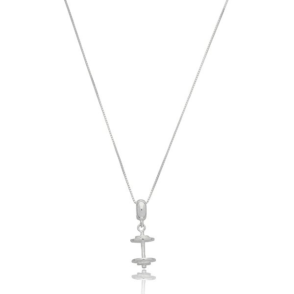 Colar com berloque peso halter prata 925