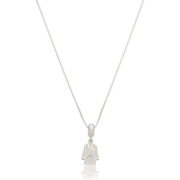 Colar com berloque jaleco prata 925