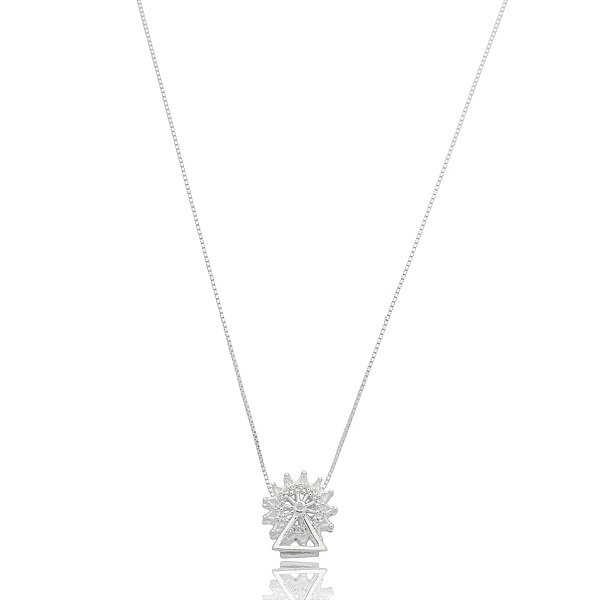 Colar berloque roda gigante zircônia prata 925