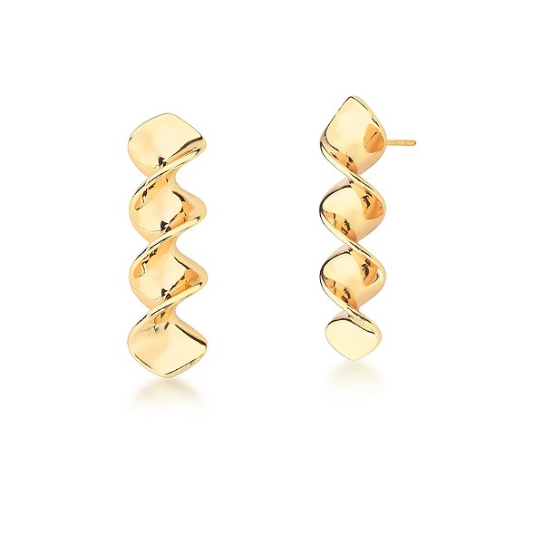 Brinco torcido liso ouro semijoia
