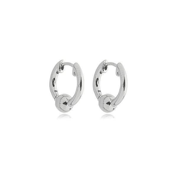 Brinco argolinha esfera ródio semijoia 24k05028