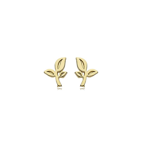 Brinco broto folha ouro semijoia